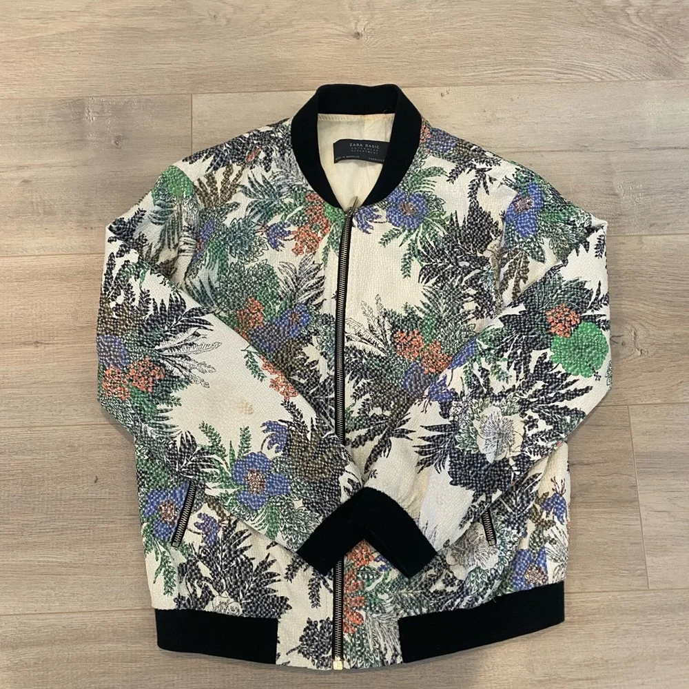 Zara Multicolor Floral Bomber Jacket - Picture 1 of 5